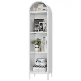Boyel Living - 63-Inch Metal Bookcase with Adjustable Shelves - White