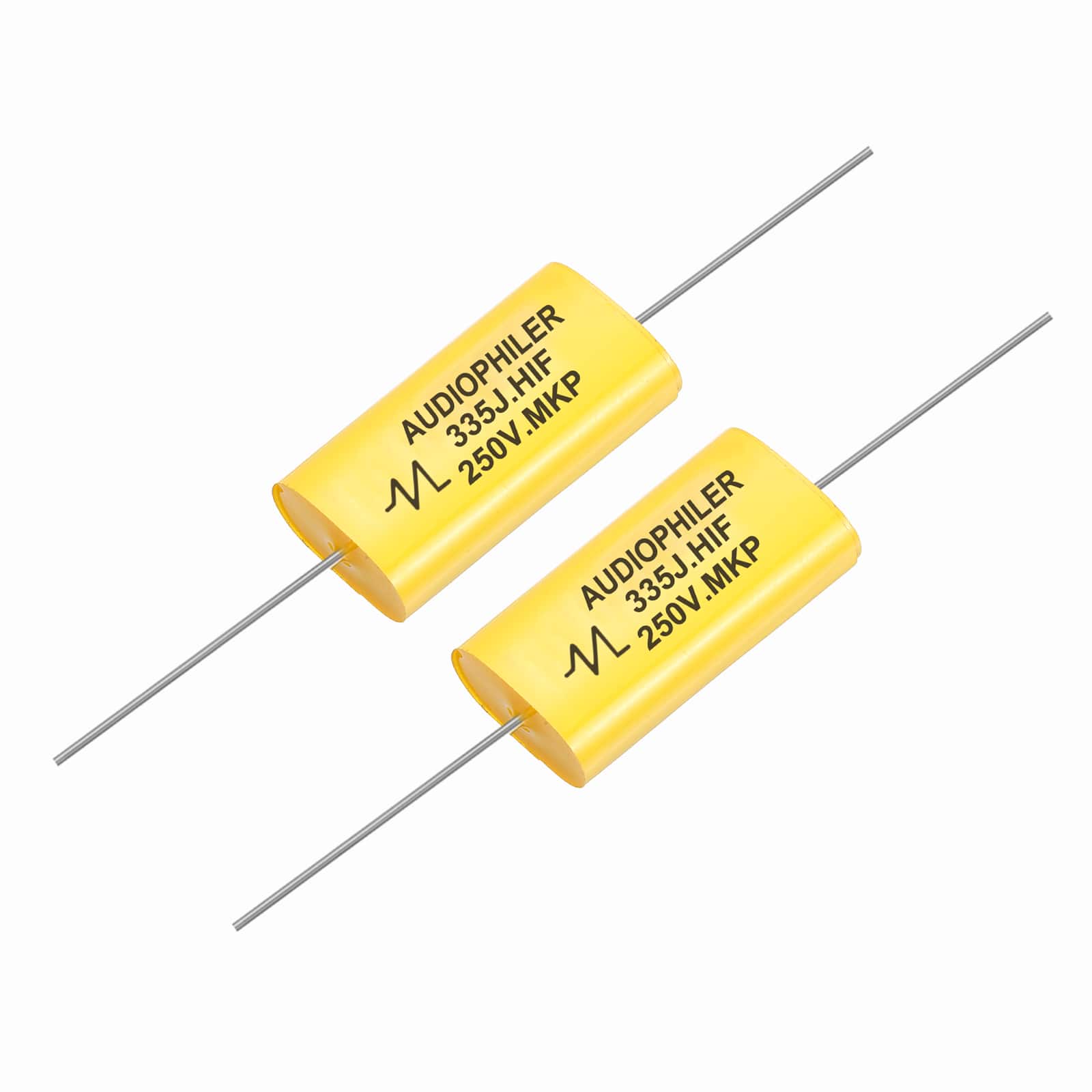 Unique Bargains - 2pcs 3.3uF High-Frequency Divider Capacitor, 250V Audio Speaker Crossover Non-Polarity Polypropylene MKP Film Capacitors - Yellow