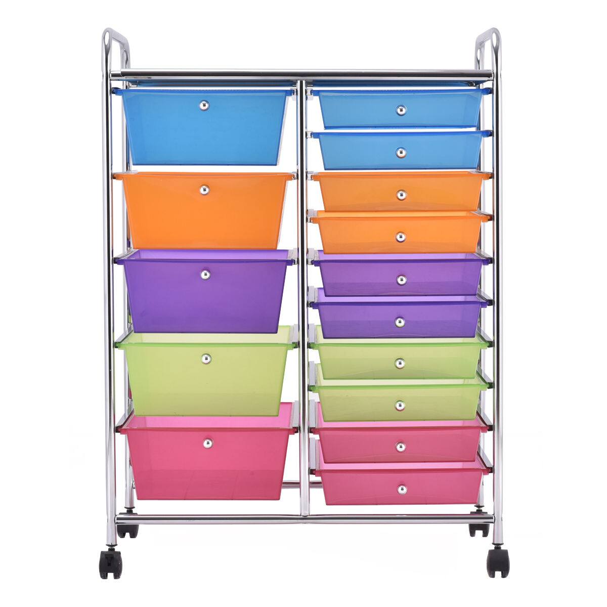 Alt View 5. Gymax - Gymax 15 Drawer Rolling Storage Cart Opaque Multicolor Drawers Home Organizer Colorlful - Multi-color.