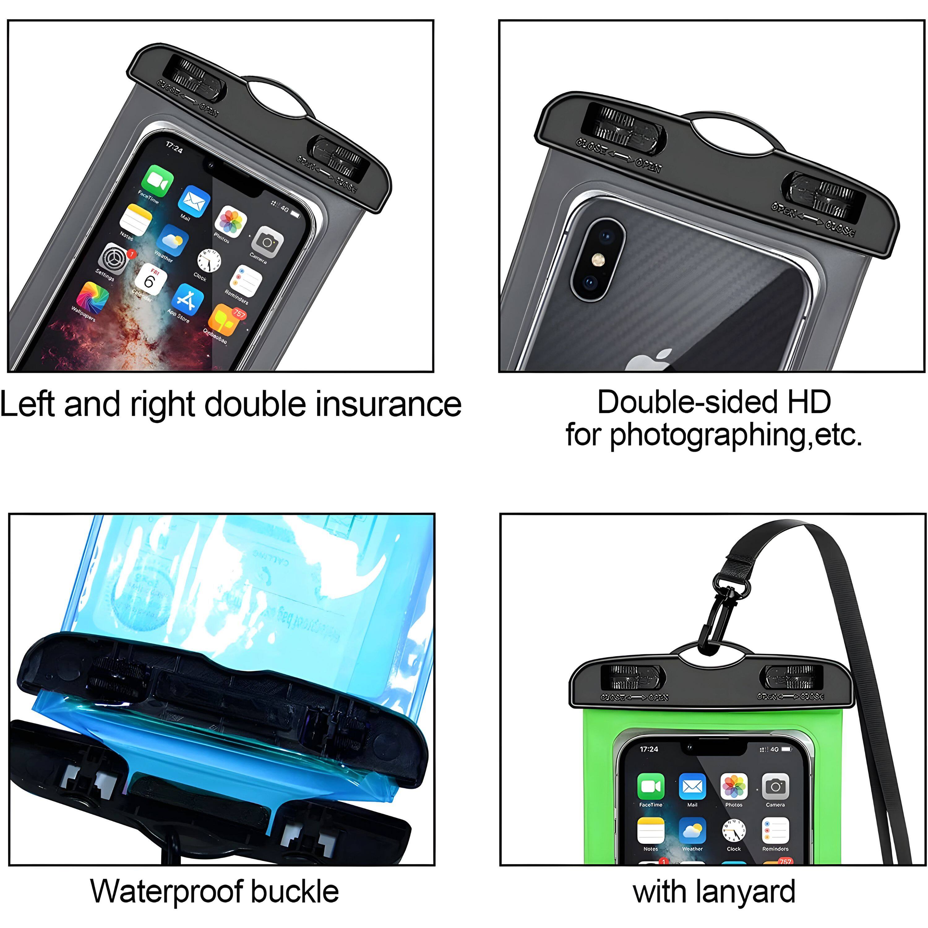 - Left and right double insurance
- Double-sided HD for photographing, etc.
- Waterproof buckle
- with lanyard