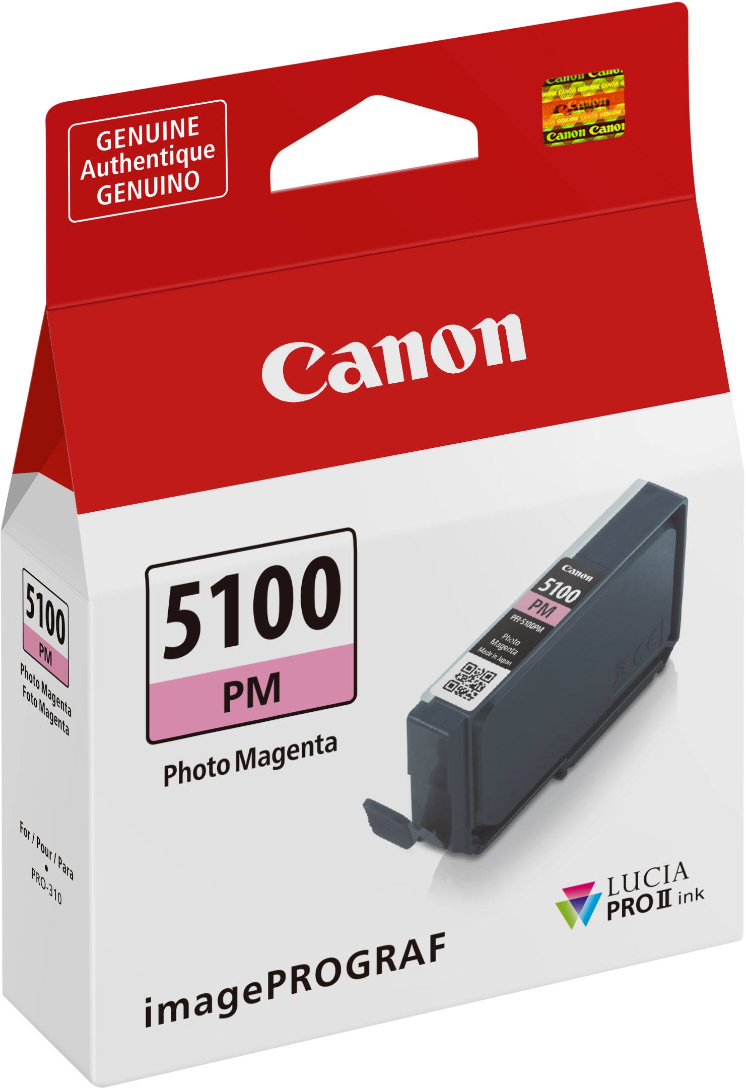 GENUINE Authentique GENUINO Camn Canoa CVORA -eK Cleda DSa - - CO ceNde Canon 5100 PM 5100 Photo Foto Magenta PM Magenta Photo Magenta Canon 5100 PM PF53DOPM Magenta Photo Made a Aguae For / Pour I Para PRO-310 10 imagePROGRAF image LUCIA ink PROII