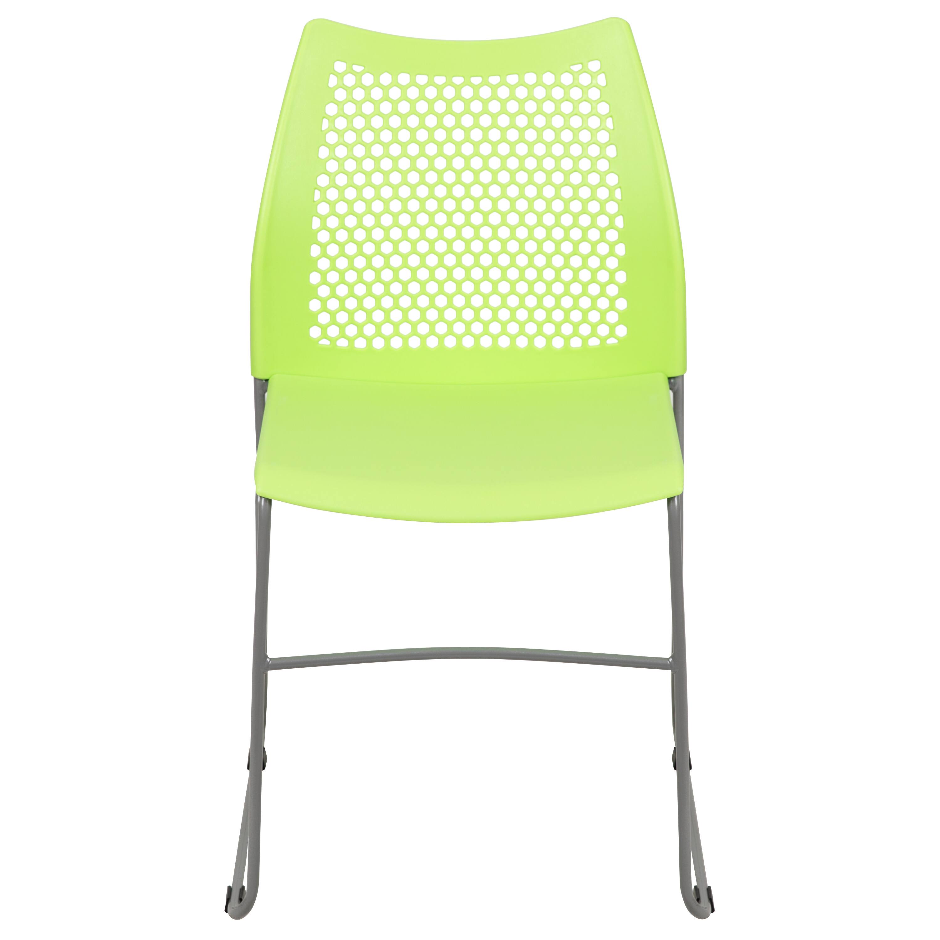 Alt View 7. Emma + Oliver - Home and Office Sled Base Stack Chair with Air-Vent Back - Guest Chair - Green.