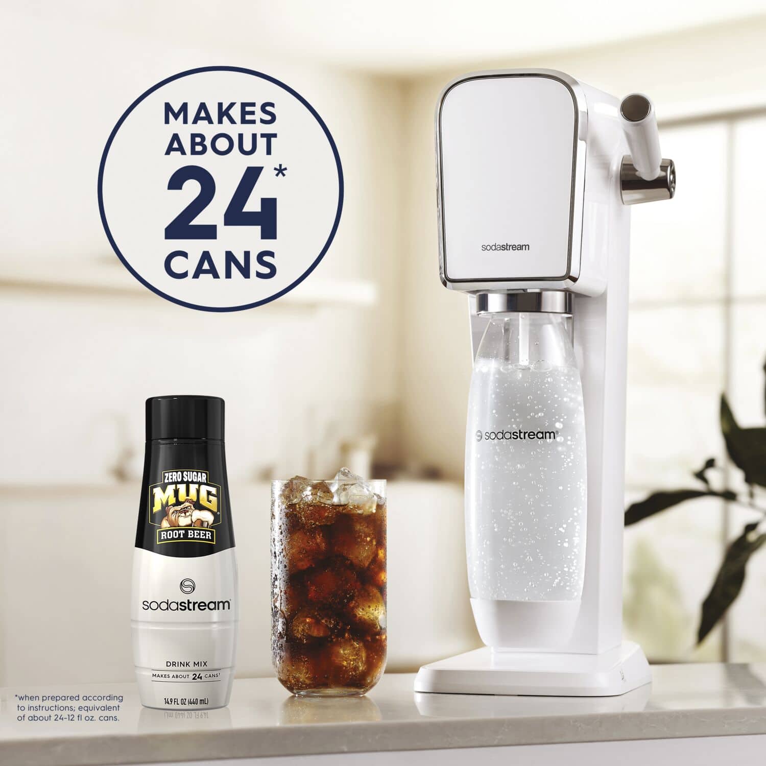 Makes about 24 cans of soda using SodaStream.