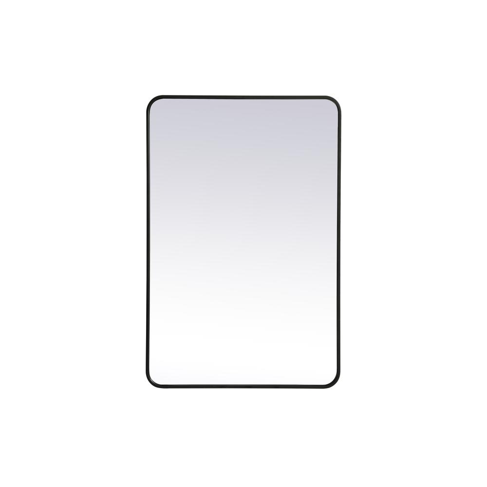Back. Elegant Decor - Soft corner metal rectangular mirror 28x42 inch in Black - Black.