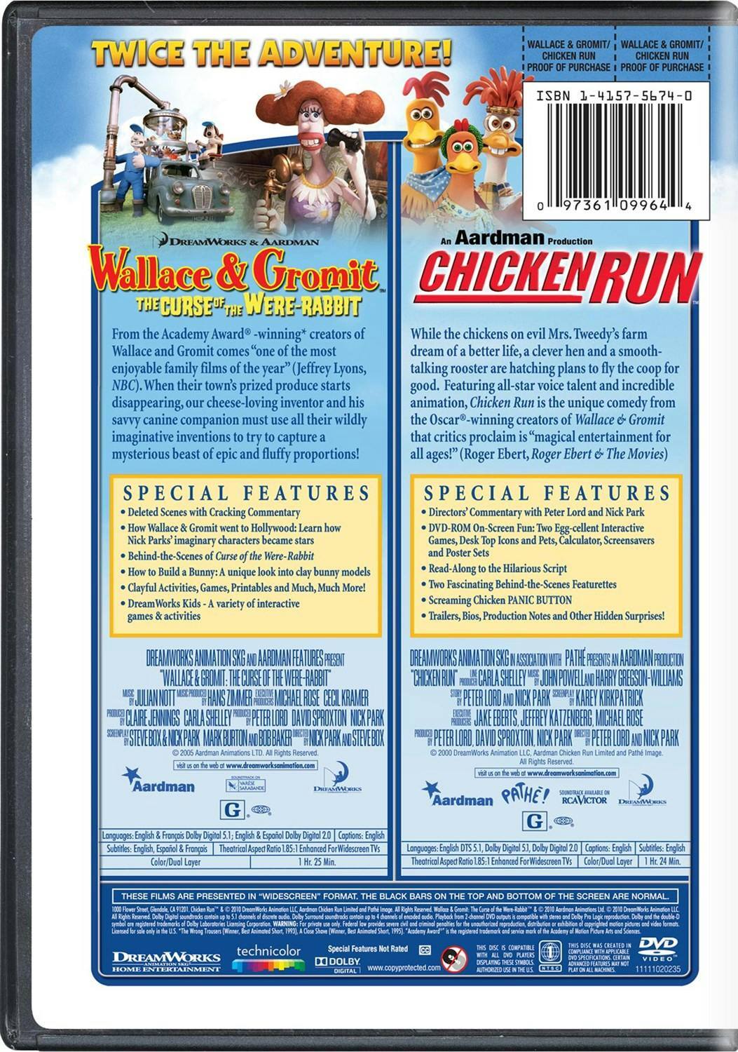 Back. Wallace and Gromit: The Curse of the Were-rabbit (DVD Double Feature) [DVD].