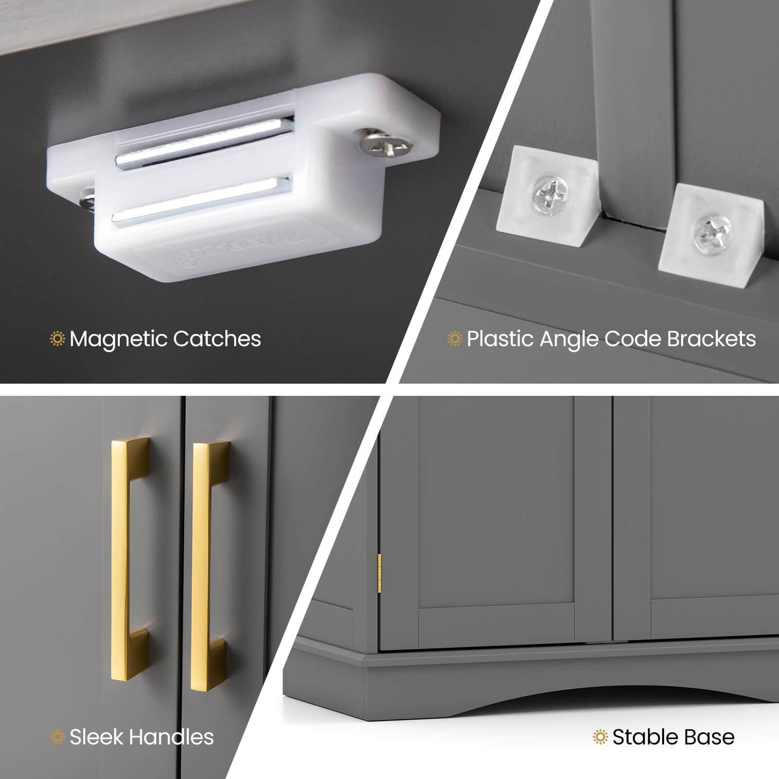 - Magnetic Catches
- Plastic Angle Code Brackets
- Sleek Handles
- Stable Base