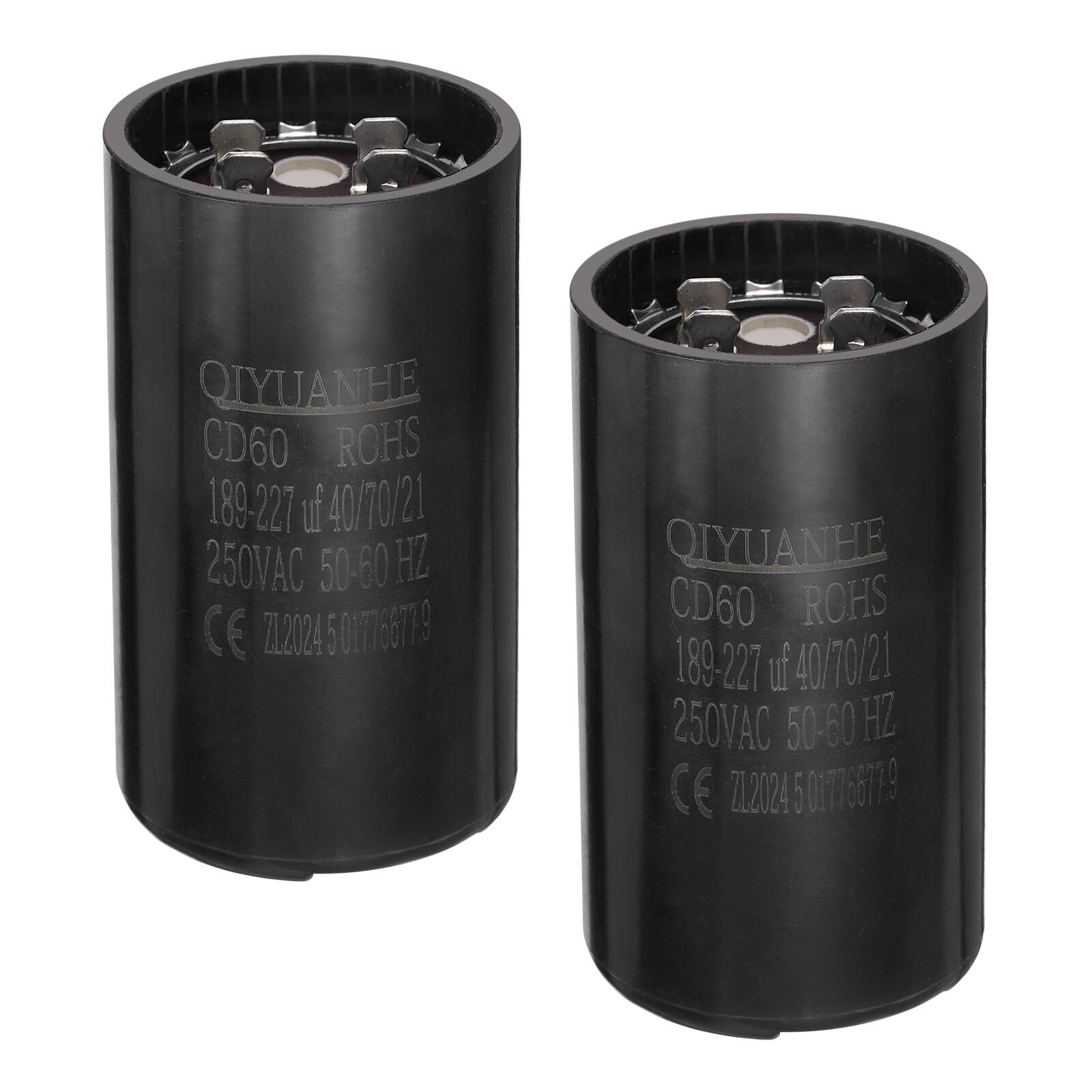 Unique Bargains - 2pcs CD60 Motor Run Capacitor, 189-227uF MFD AC250V, 50-60Hz, for Motor 46x86mm - Black price history on PriceWatchPro