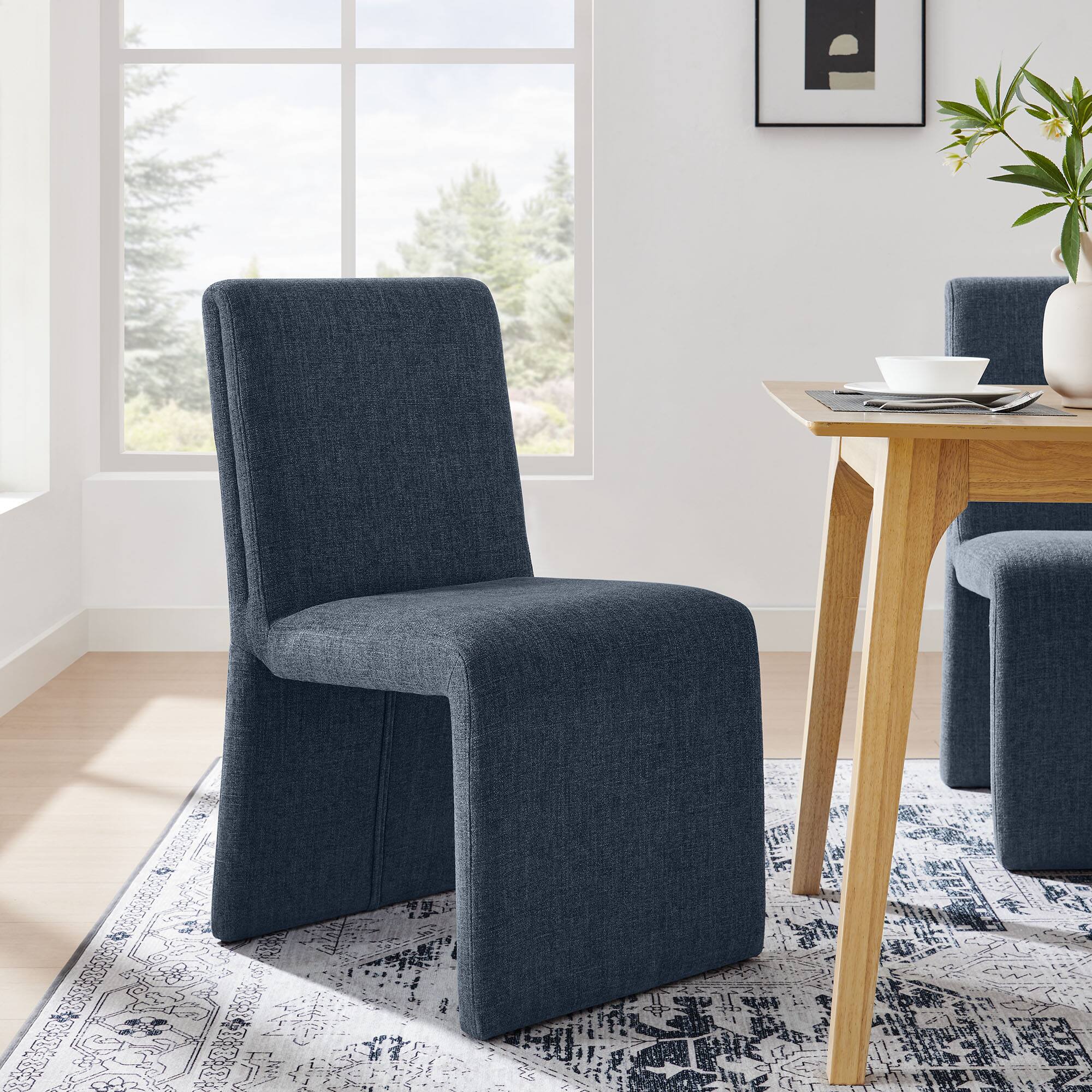 Alt View 4. Modway - Emory Fabric Upholstered Dining Side Chair by Modway - Blue.