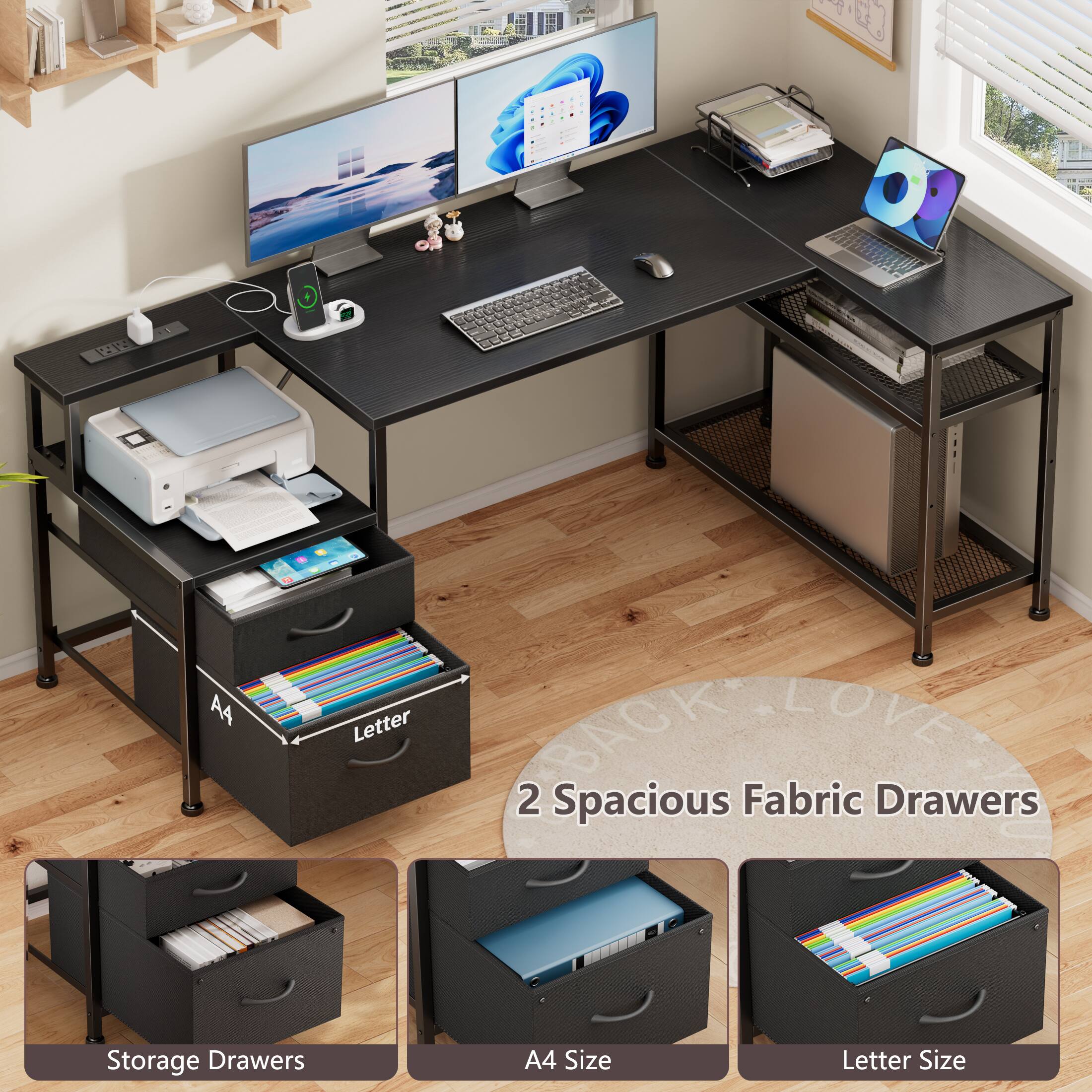 719 AA Letter BACK LOVES 2 Spacious Fabric Drawers Storage Drawers A4 Size Letter Size