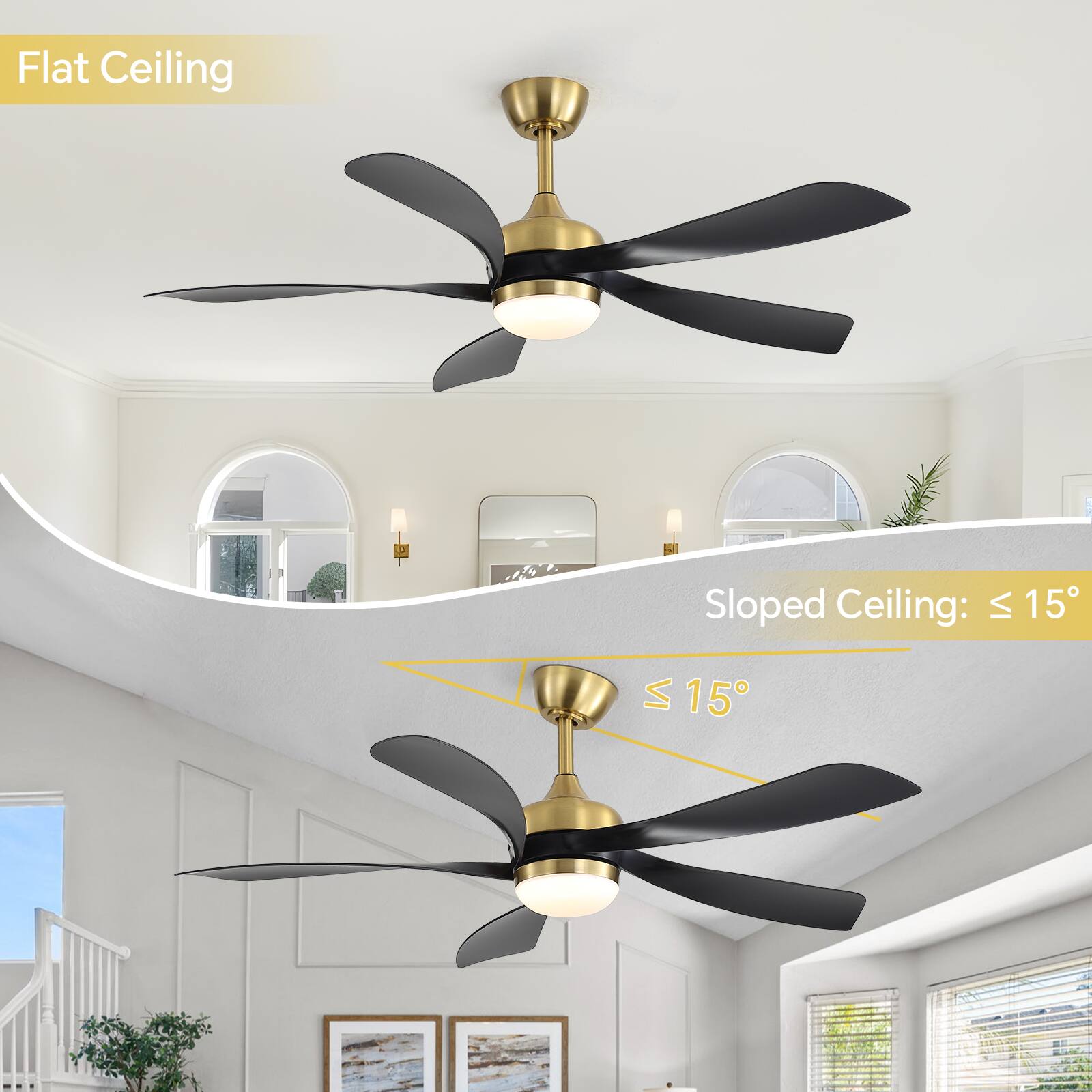 Flat Ceiling

Sloped Ceiling: ≤ 15°