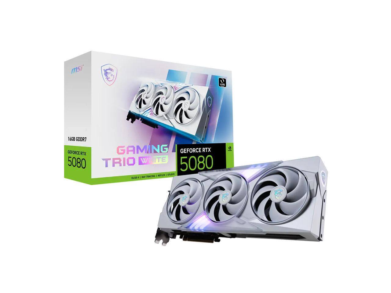 msi LIVE 16GB GDDR7 GEFORCE RTX 5080 TRIO WHITE GEFORCE RTX 5080 REFLEX - STUDHO KAT TRACING I DLS5 1