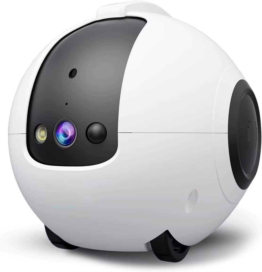 PRIMEPLUS - Security Camera 1080P Dual Lens Mobile Robot, 2-Way Audio & Night Vision, App Control for Pets/Baby/Elderly, Indoor - White