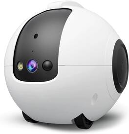 PRIMEPLUS - Security Camera 1080P Dual Lens Mobile Robot, 2-Way Audio & Night Vision, App Control for Pets/Baby/Elderly, Indoor - White