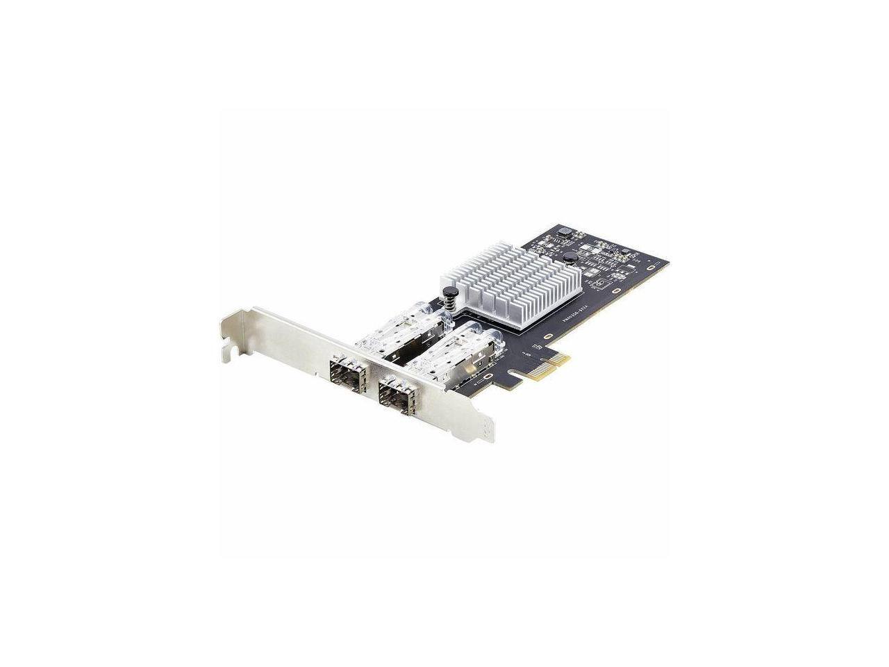 Front. Startech - StarTech.com Gigabit Ethernet Card, PCI Express 2.0 x1 - Intel I350-AM2, 2 Ports - Black.