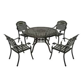 Mondawe - 5-Piece Cast Aluminum Dining Set with Round Table and 4 Chairs - Bronze