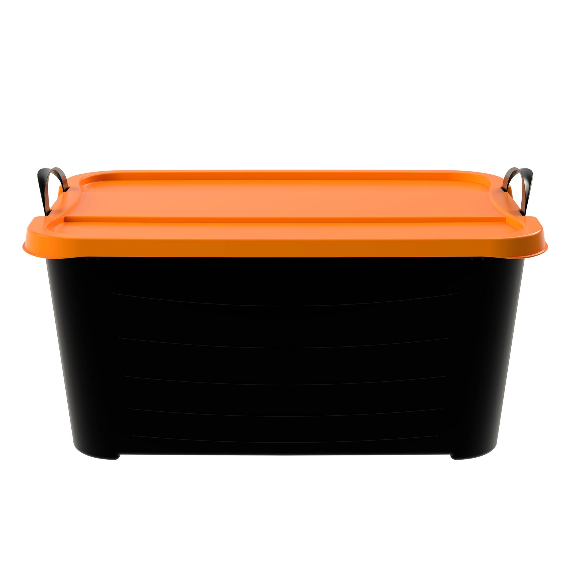 Alt View 4. Life Story - Life Story 55 Quart Stackable Storage Bin, Heavy Duty Lidded Container, 6 Pack - Black/Orange.