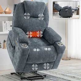 Ropilly - power lift recliner chair 350 lbs heavy duty lift chair with Lumbar Heating Blue Gray - Blue-gray