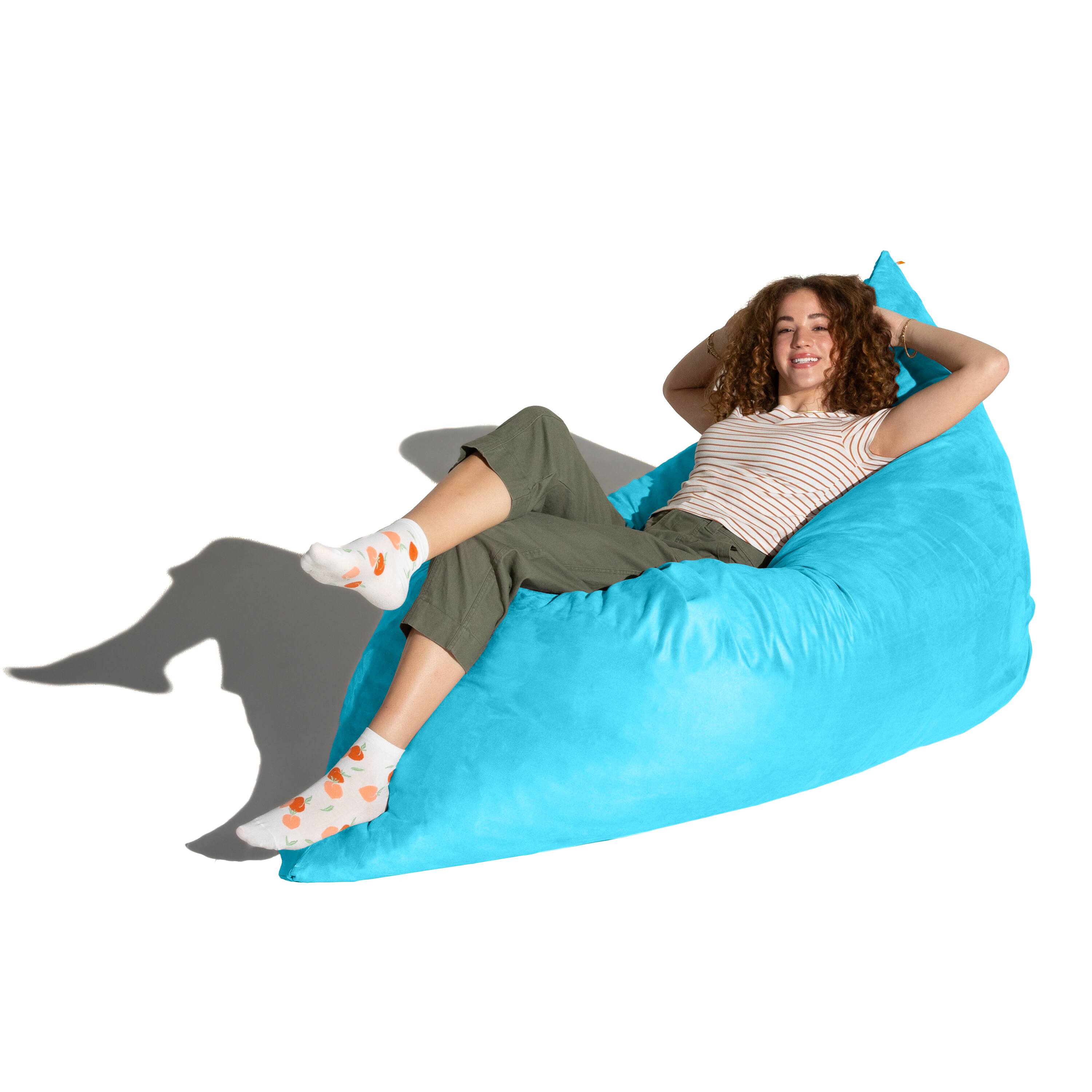 Angle. Jaxx - Jaxx Pillow Saxx 5.5-Foot - Huge Bean Bag Floor Pillow and Lounger, Teal - Teal.