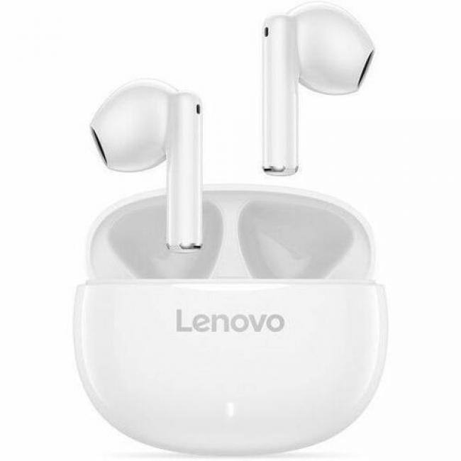 Front. Lenovo - Lenovo E310 True Wireless Stereo Earbuds Standalone-White - Stereo - True Wireless - Bluetooth - 32.8 ft - 32 Ohm - 50 H - White.