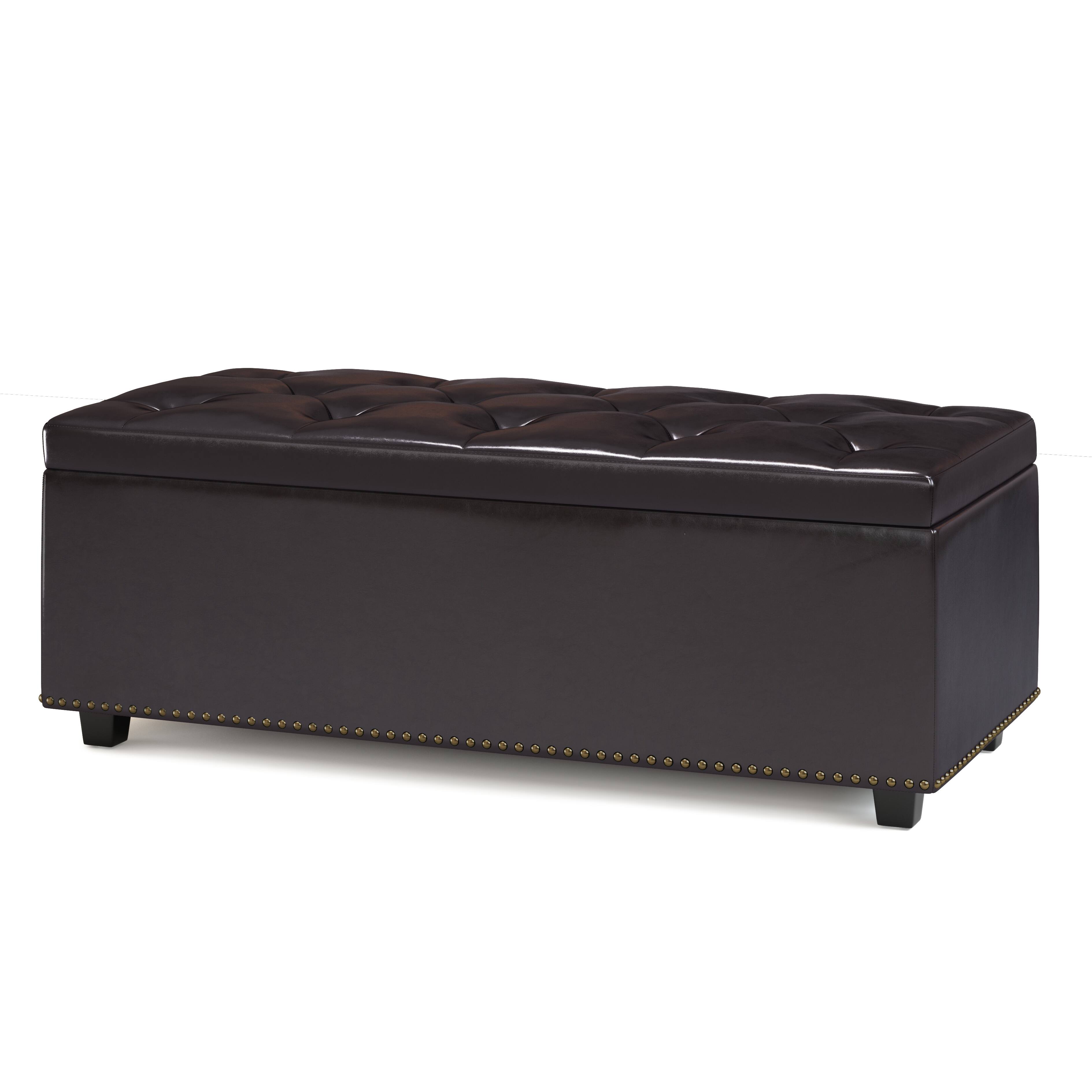 Angle. Simpli Home - Hamilton Lift Top Rectangular Storage Ottoman - Tanners Brown.