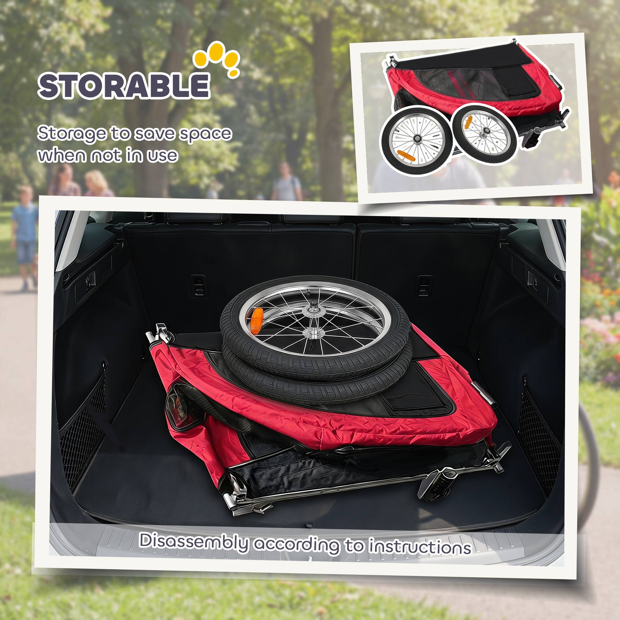 STORABLE  
Storage to save space when not in use  

Disassembly according to instructions