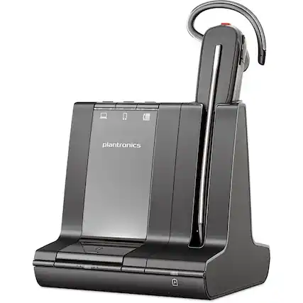 Front. HP - HP Poly Savi 8240 Office Wireless DECT Convertible Headset, TAA Complaint - Black.