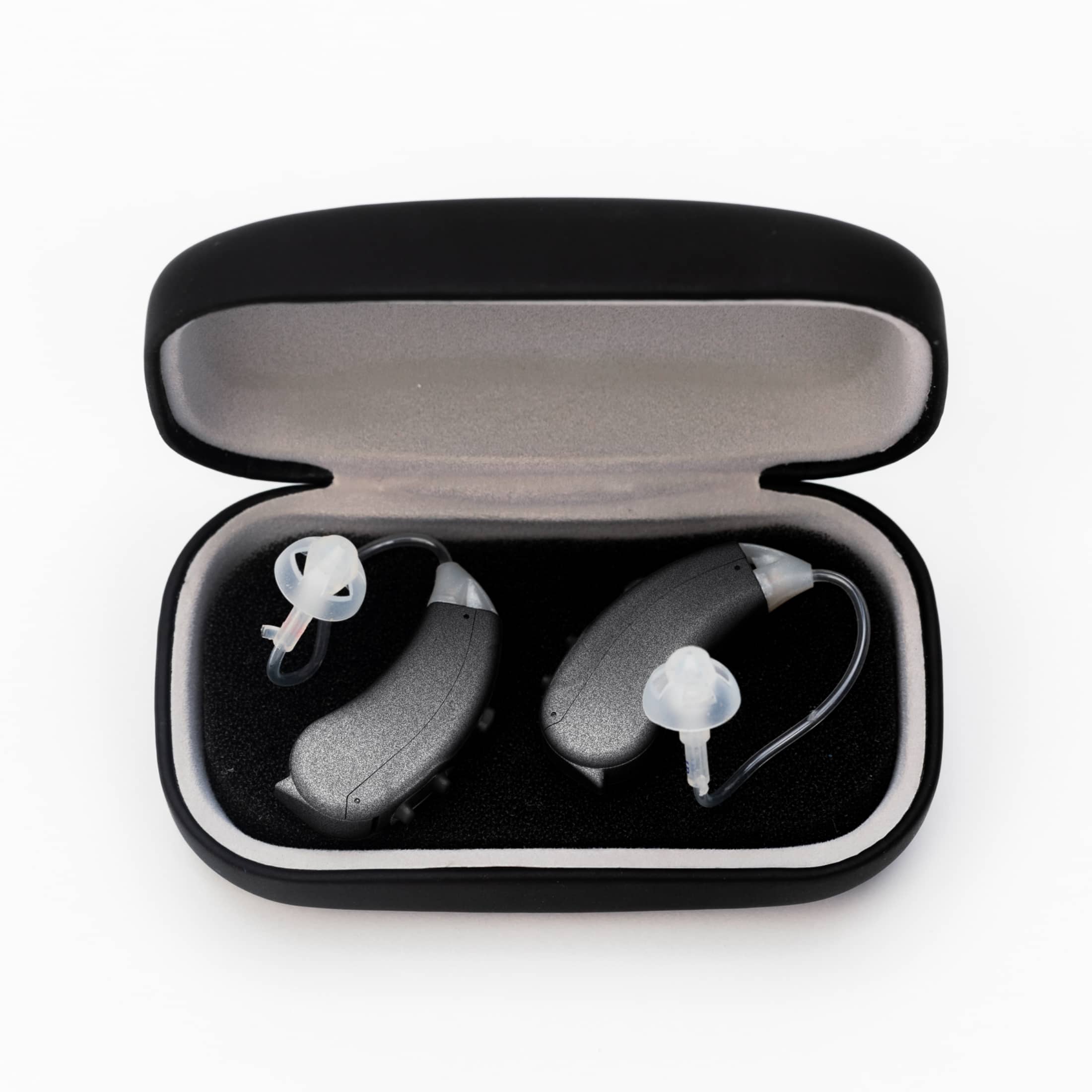Front. Lexie Hearing - Lexie Lumen self-fitting OTC hearing aids - Metallic Black.