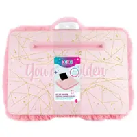 Make It Real - 3C4G: Pink & Gold Deluxe Fur Lap Desk - You Are Golden, Make It Real,12” x 17" - Front_Zoom