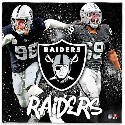Sure, here is the corrected and grouped text from the image:
- W BTOS - 9 90 RAIDERS 19 RAiDERS
- NFL NFLPA 75
- RAIDERS
- 98 69
- NFLPA
- NFL