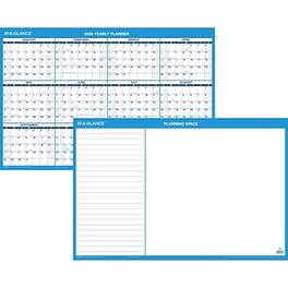 AT-A-GLANCE - 2026 36" x 24" Yearly Dry Erase Wall Calendar, Reversible - White/Blue