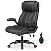 Front. KERDOM - Ergonomic Office Chair - Desk Computer Chair, PU Leather High Back Executive Chair, Inflatable Lumbar Support, Wide Seat - Black.