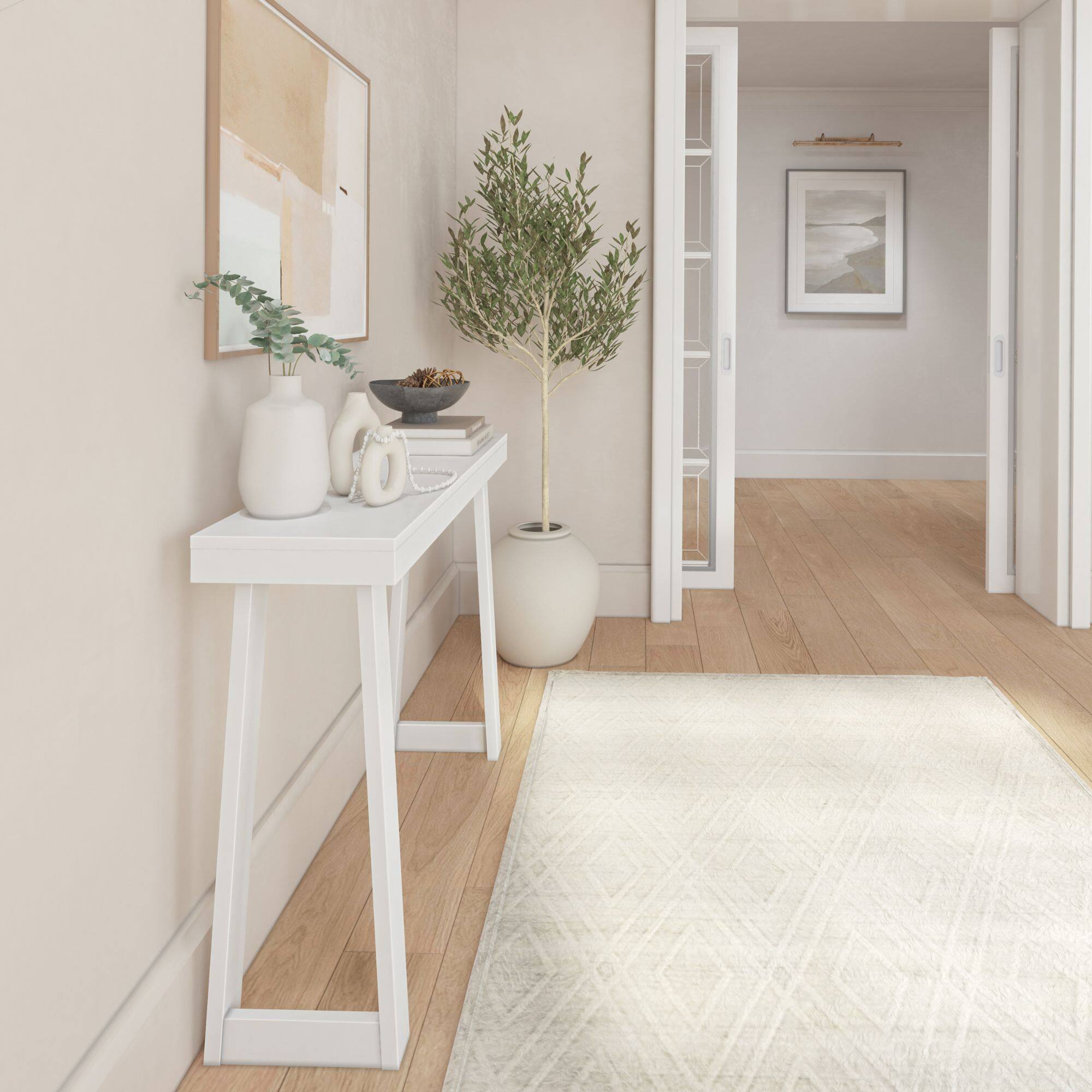Alt View 5. Plank+Beam - Classic Console Table - 46 inches, White - White.