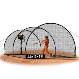 VEVOR - Baseball Batting Cage, 22.2x12.1x7.9 FT Freestanding Portable Batting Cage, Hitting Cages with 4-Ply Knotless Polyester - Black