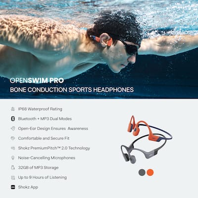 Shokz OpenSwim Pro Wireless Bone Conduction Open Ear Bluetooth Shokz OpenSwim Pro Wireless Bone Conduction Open Ear Bluetooth