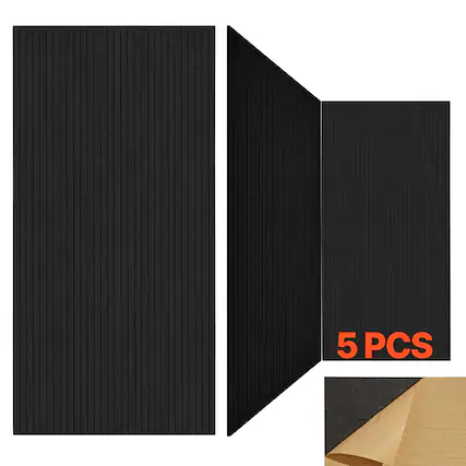 Front. VEVOR - 5 Pack Acoustic Panels with Self Adhesive, 47.2 x 23.6 x 0.4 inch Sound Proof Foam Panels, Polyester Fiber Soundproof - Black.