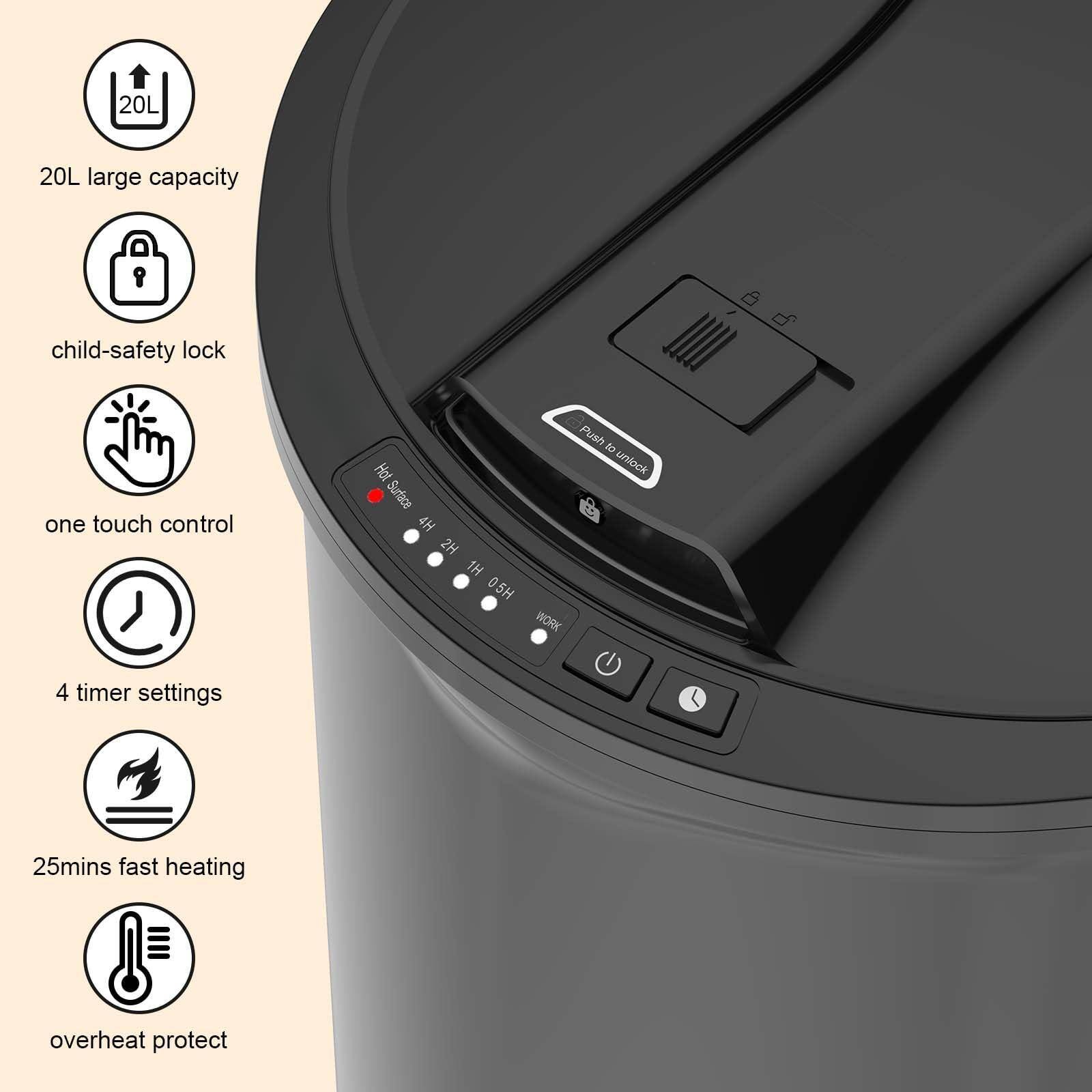 - 20L large capacity
- Child-safety lock
- One touch control
- 4 timer settings
- 25mins fast heating
- Overheat protect