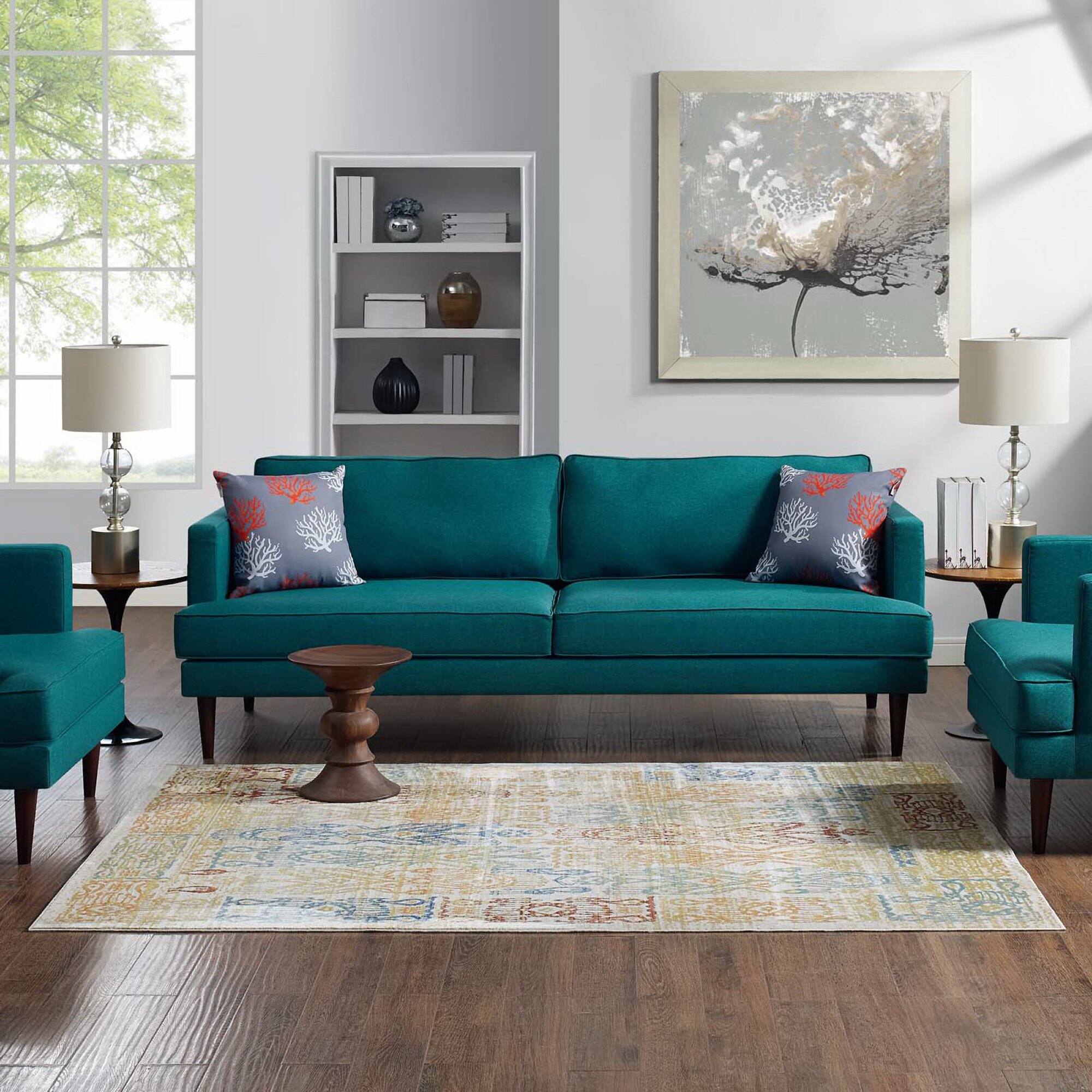 Left. Modway - Solimar Distressed Southwestern Aztec Area Rug - Multicolored.