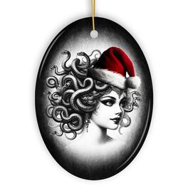 OrnamentallyYou - Bewitching Medusa with Santa Hat Ornament Alluring Christmas Decoration for Halloween Tree Oval - Multi-colored