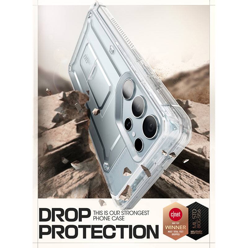 DROP PROTECTION  
THIS IS OUR STRONGEST PHONE CASE  

cnet  
WINNER  
MOST TOTAL FEET DROPPED  

MILITARY DROP TEST  
8IOG-515.6 TP