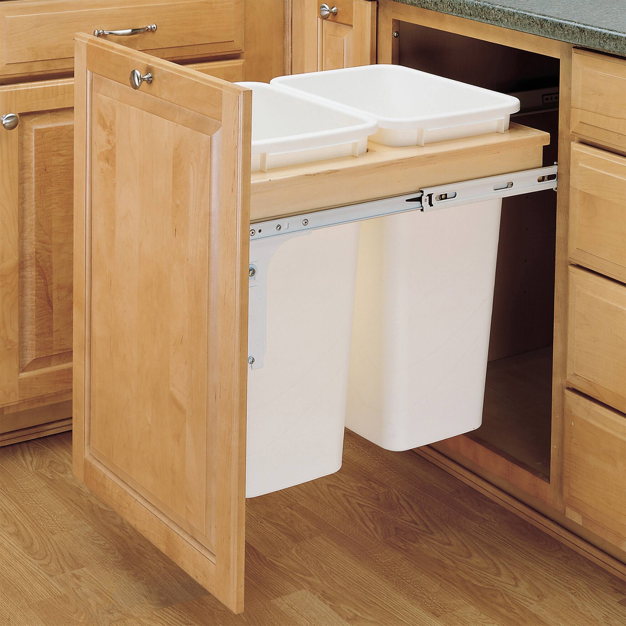 Alt View 1. Rev-A-Shelf - Rev-A-Shelf Pullout Trash Cans, Full-Height Cabinet, 50 qt., 4WCTM-2150DM-2 - Light Brown.
