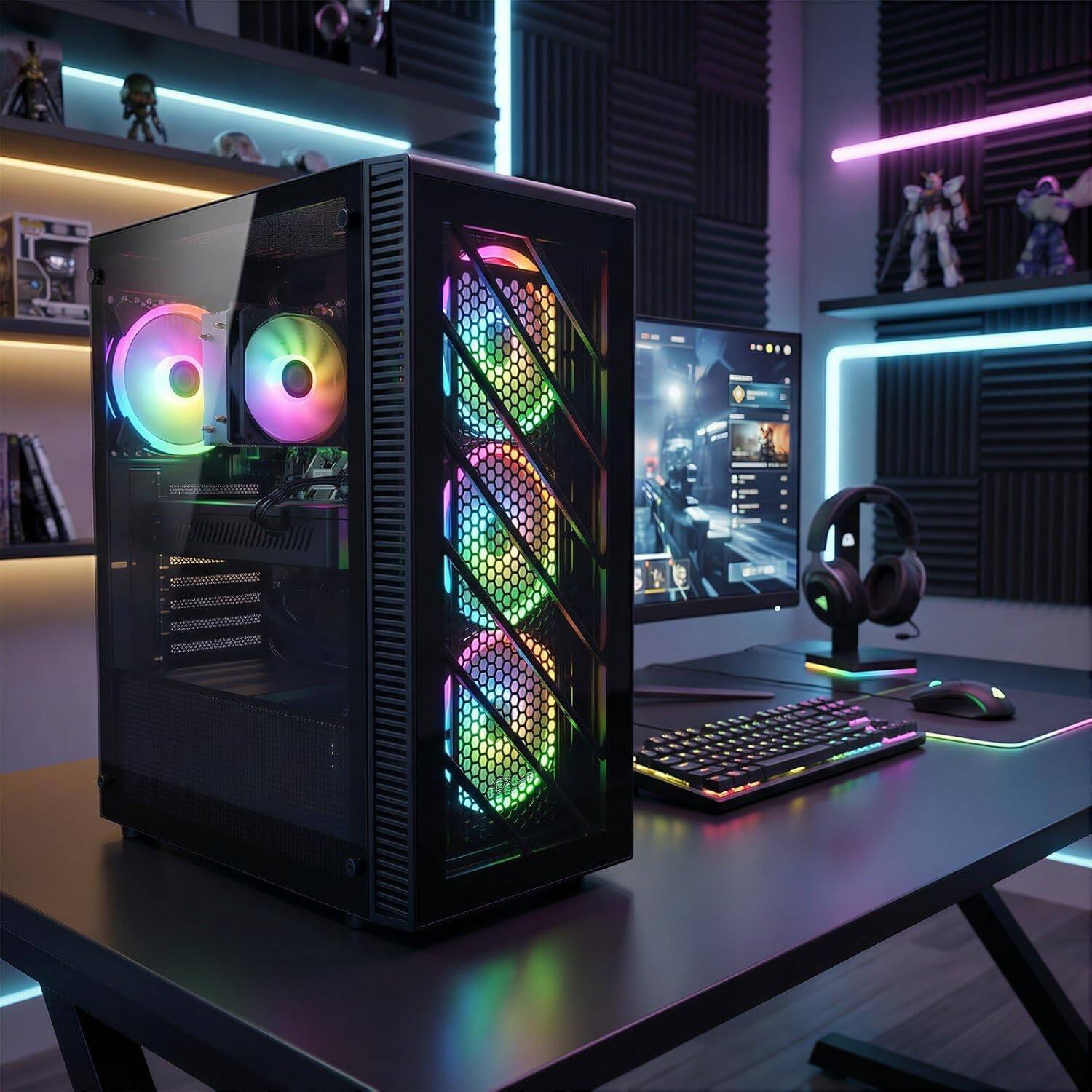 STGAubron Gaming Desktop PC, Intel Core i7 up to 3.9G, Radeon RX