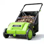 Front. Steelite - Push Lawn Sweeper 21" Leaf Sweeper with Large 3.6 Cu FT Mesh Collection Hopper Bag.