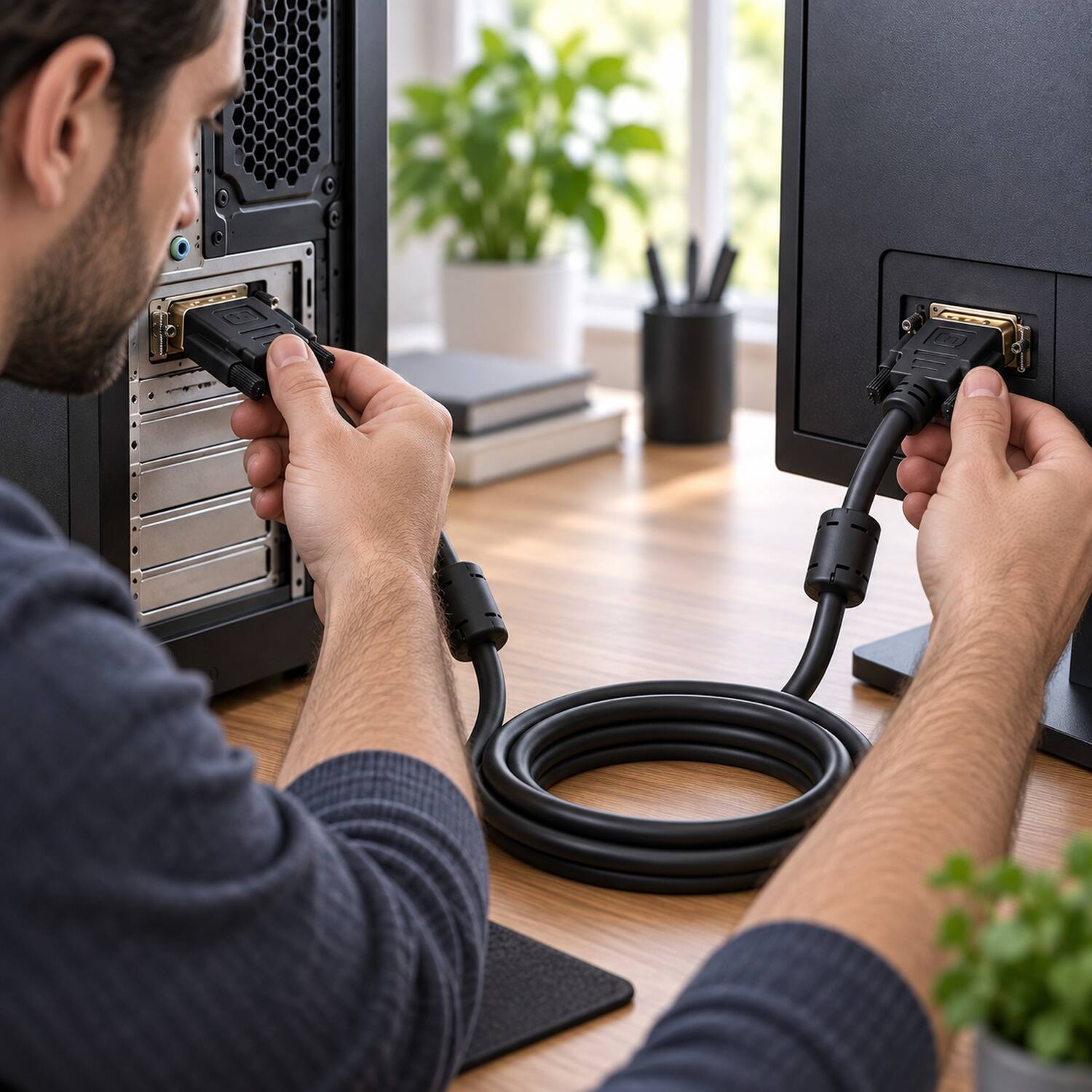 Back. Sanoxy - 5m DVI-D Male to Male Dual Link Digital Video Cable - Black.