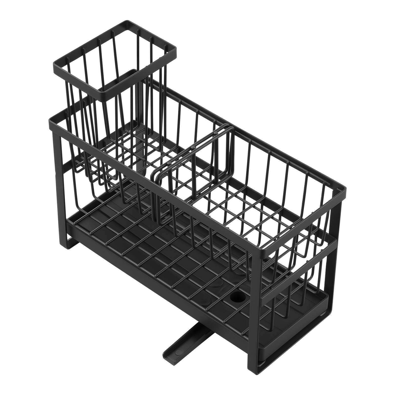 Alt View 5. VEVOR - Kitchen Sink Caddy Organizer, 2 Tier Sponge Holder for Kitchen Sink with High Brush Holder & Divider, Storage Rack - Black.