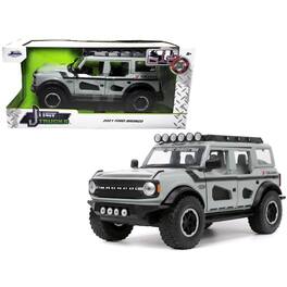 Jada - 2021 Ford Bronco Gray with Black Stripes with Roof Rack "Own the Night" "Just Trucks" Series 1/24 - Gray and Black Stripes