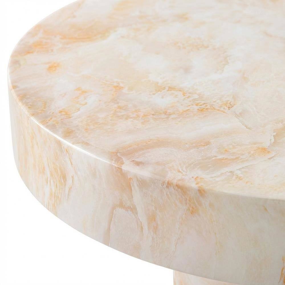 Alt View 1. Outdoor Escape - Round Concrete Outdoor Coffee Table With Weather-Resistant Design - Yellow.