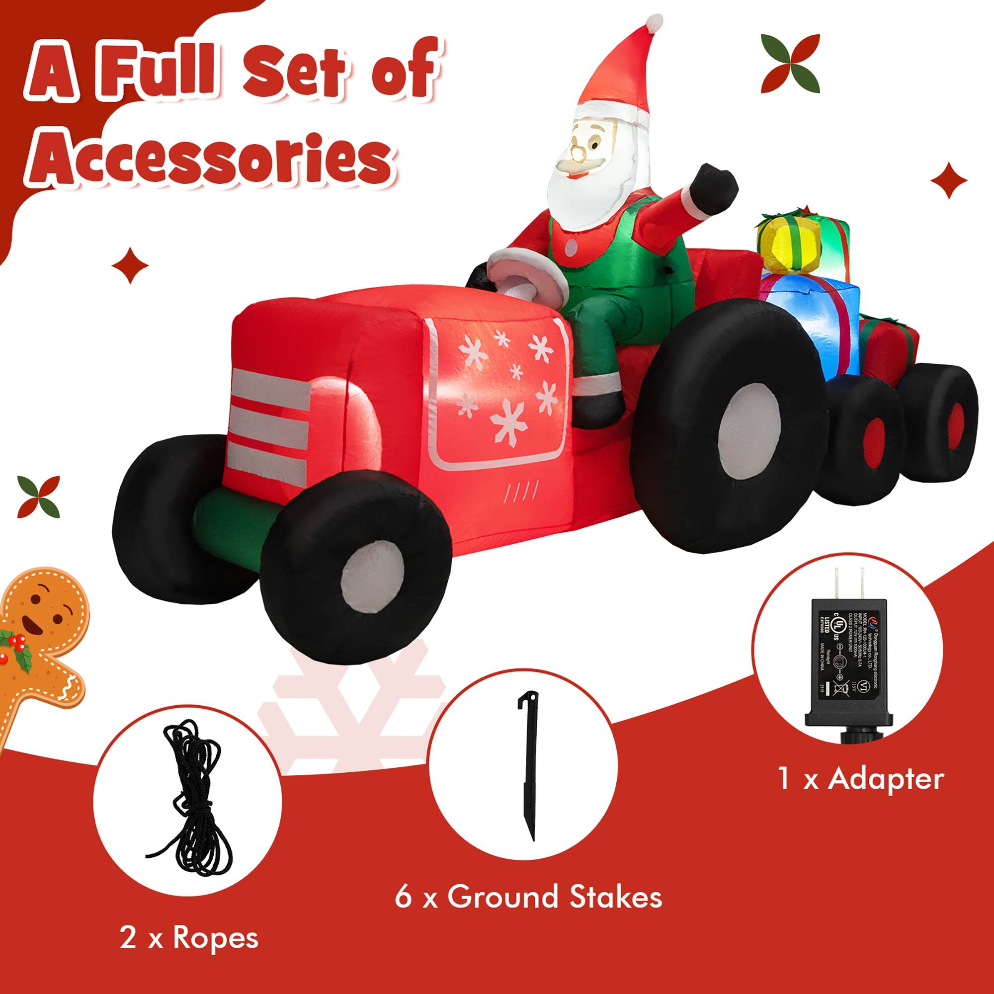 A Full Set of Accessories

1 x Adapter  
2 x Ropes  
6 x Ground Stakes