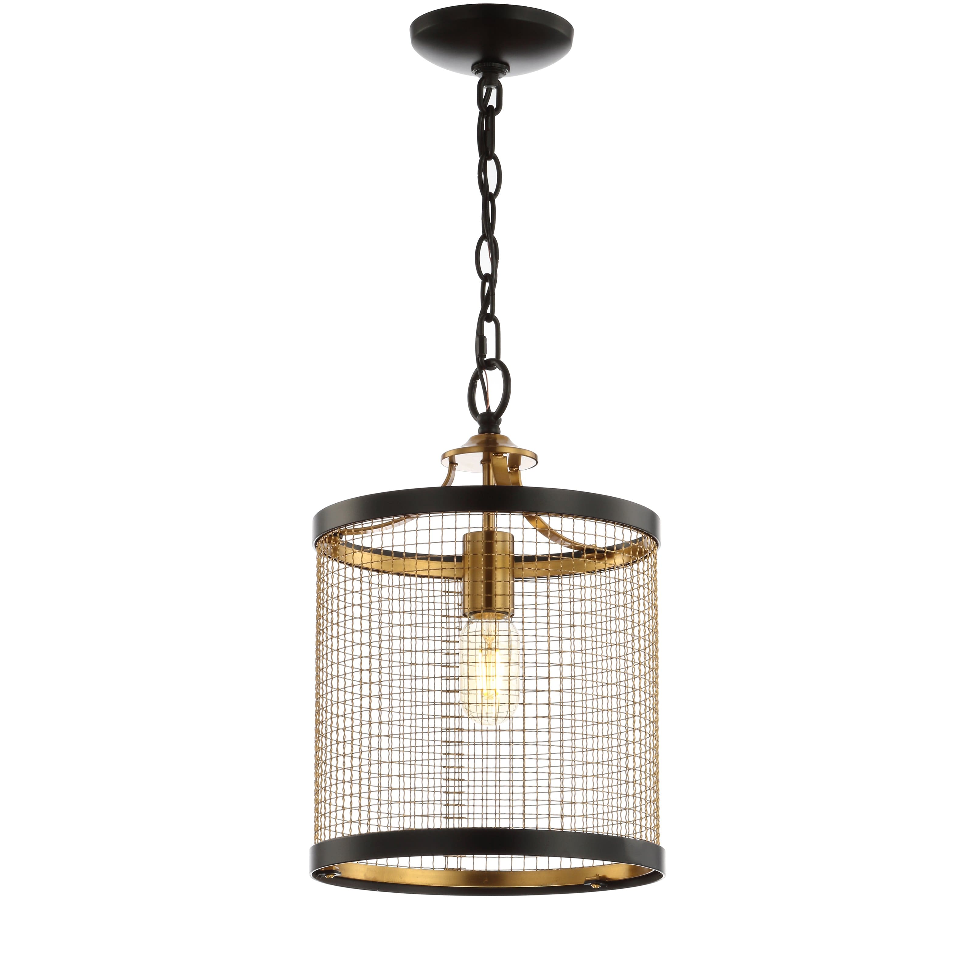 "Jonathan Y - Elena 10"" Lantern Metal LED Pendant - Black/Brass Gold" price history on PriceWatchPro