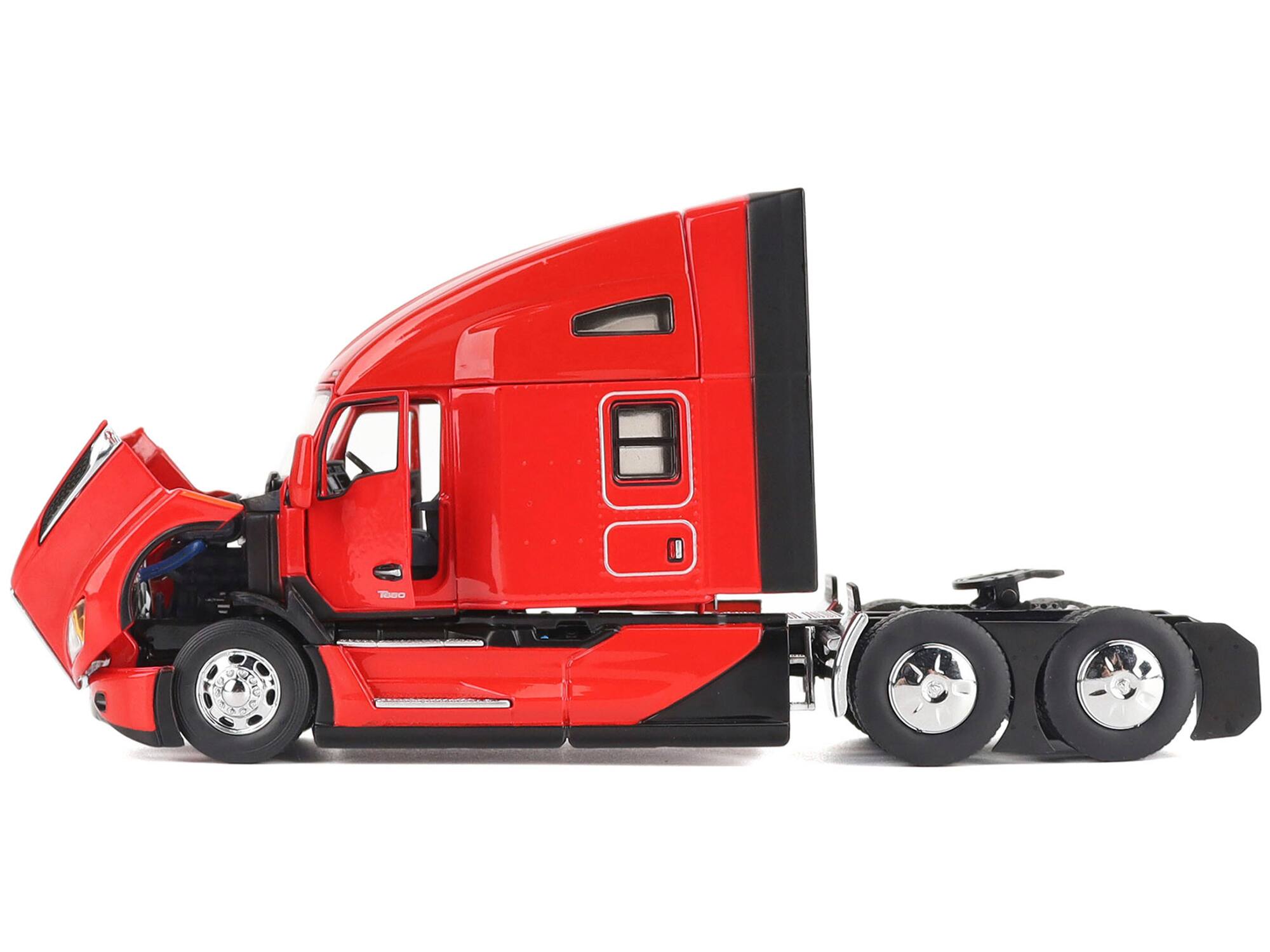 Alt View 3. Diecast Masters - Kenworth T680 76" High Roof Sleeper Cab Truck Tractor Viper Red "Transport Series" 1/50 Diecast Model by Diecast Masters.