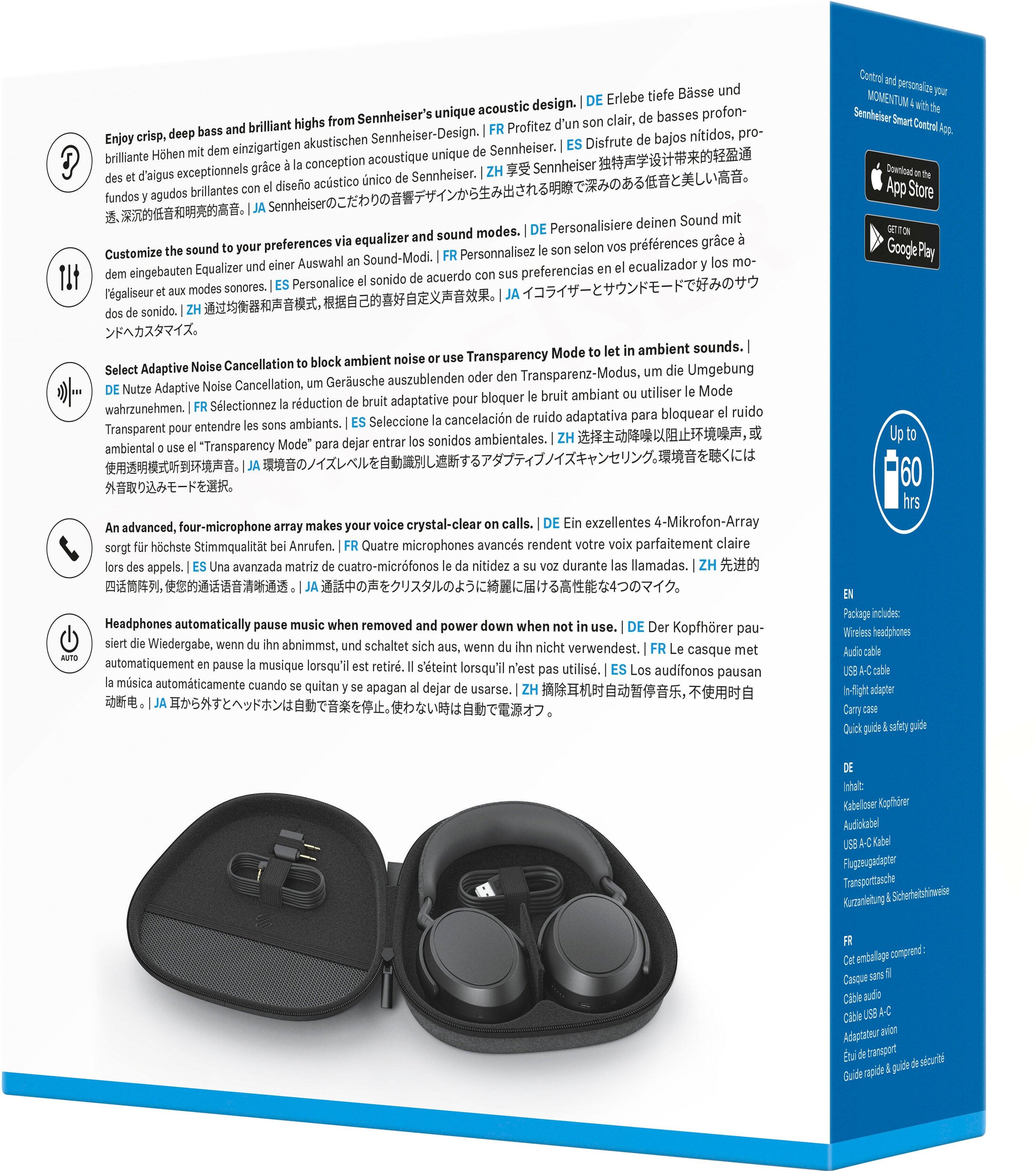Enjoy crisp, deep bass and brilliant highs from Sennheiser's unique acoustic design.  
- DE: Erlebe tiefe Bässe und brillante Hohen mit einem einzigartigen akustischen Design.  
- FR: Profitez d'un son clair, de basses profondes et d'aigus exceptionnels grâce à la conception unique de Sennheiser.  
- IT: Goditi bassi nitidi, proffondi e acuti grazie alla concezione unica di Sennheiser.  
- ES: Disfrute de un sonido claro, de bajos profundos y agudos brillantes con su diseño acústico único de Sennheiser.  
- PT: Aproveite um som claro, com graves profundos e agudos brilhantes graças ao design acústico único da Sennheiser.  
- NL: Geniet van een helder geluid met diep, krachtige bassen en scherpe hoogteën.  
- ZH: 享受清晰的低音和明亮的高音。JA: SennheiserのESのデザインから生まれたクリアで深みのある低音と美しい